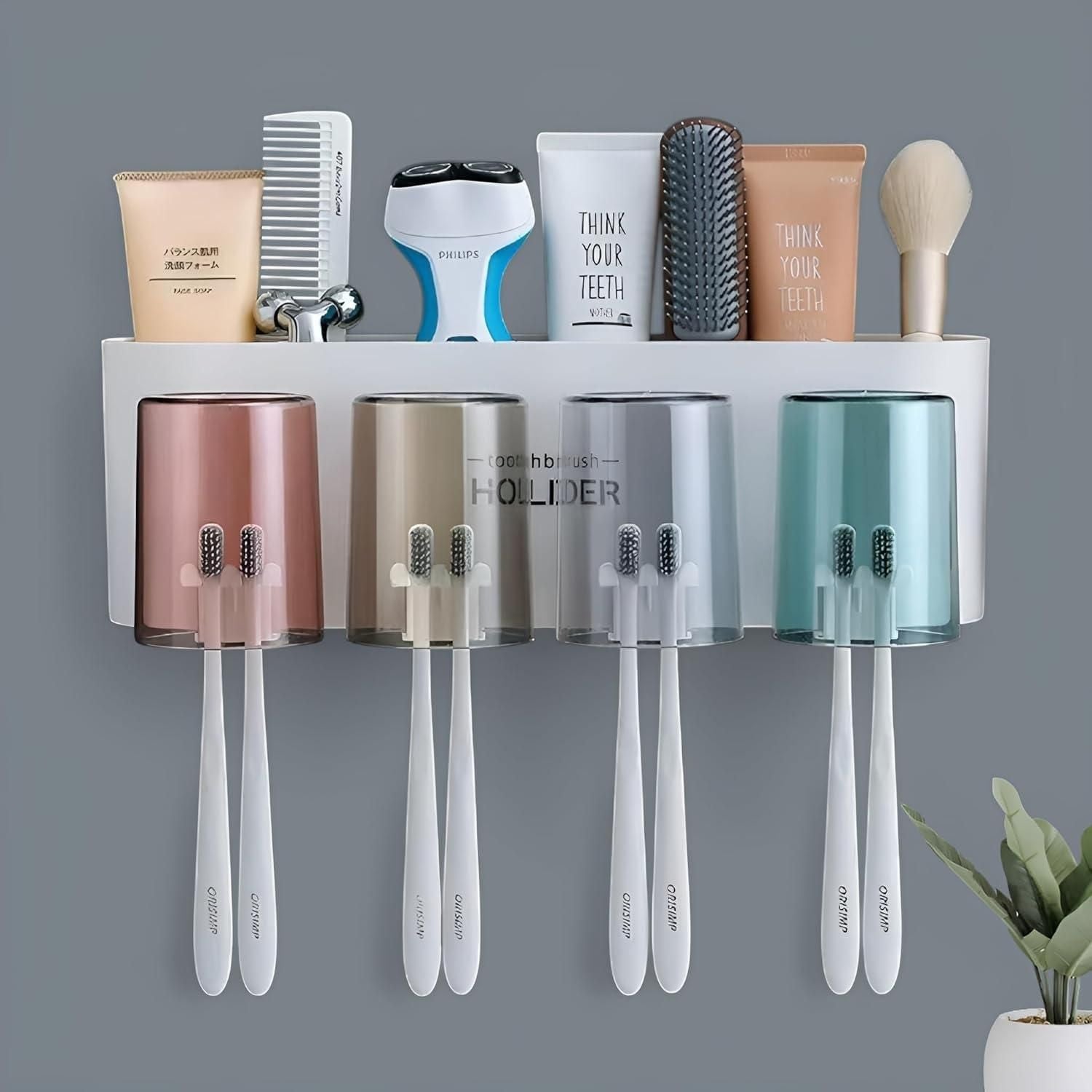 Plastic Toothbrush Holder Wall Mounted, 8 Toothbrush Holders