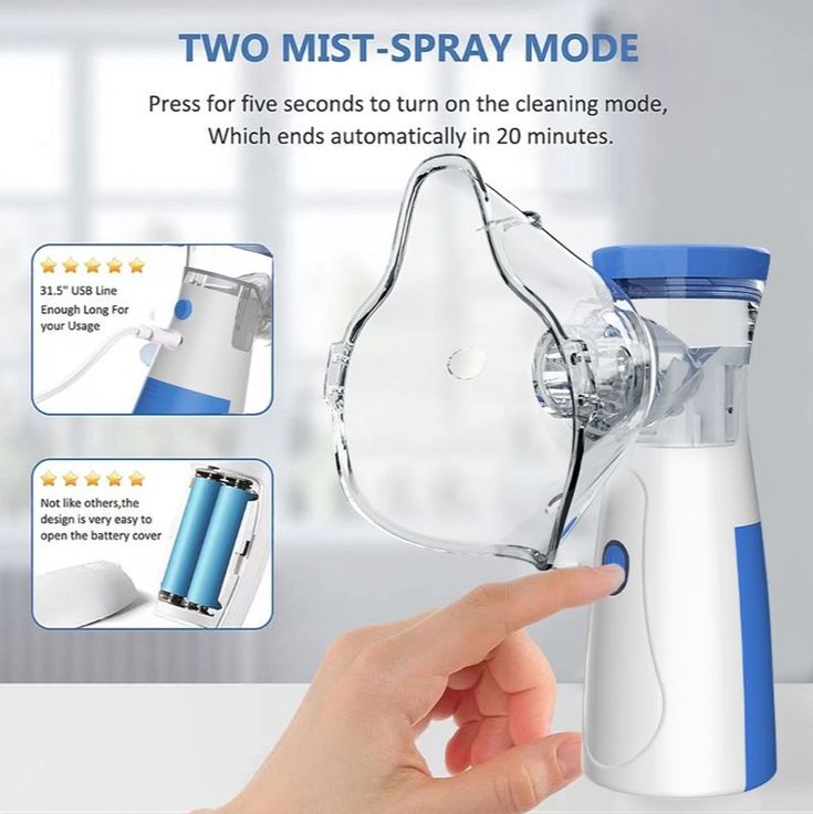 Mini Portable Nebulizer + 2 Masks + FREE Thermometer  Home Respiratory Care!