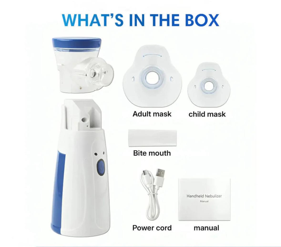 Mini Portable Nebulizer + 2 Masks + FREE Thermometer  Home Respiratory Care!