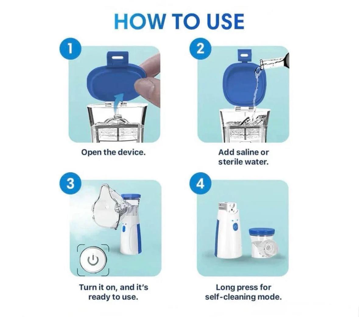 Mini Portable Nebulizer + 2 Masks + FREE Thermometer  Home Respiratory Care!